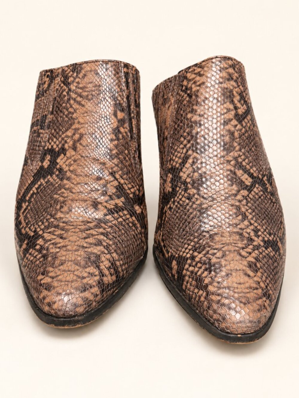 Splendid Hallee Brown Snakeskin Pointed Mule Booties Size 10